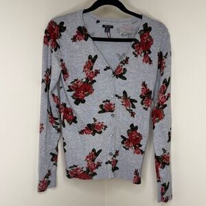 Buffalo David Bitton Rose Floral Cardigan | Vintage-Inspired Pearly Button Knit